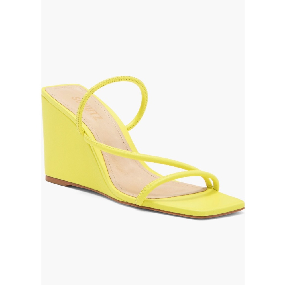 SCHUTZ Kiki Wedge Heel Sandals Green Apple Color Women’s Size 8 Square Toe - Picture 1 of 15